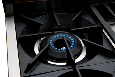 Connoisseurian 36″ Dual Fuel, Self Clean Range with Open Burners