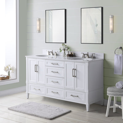 Montauk 60" Double Bathroom Vanity in White