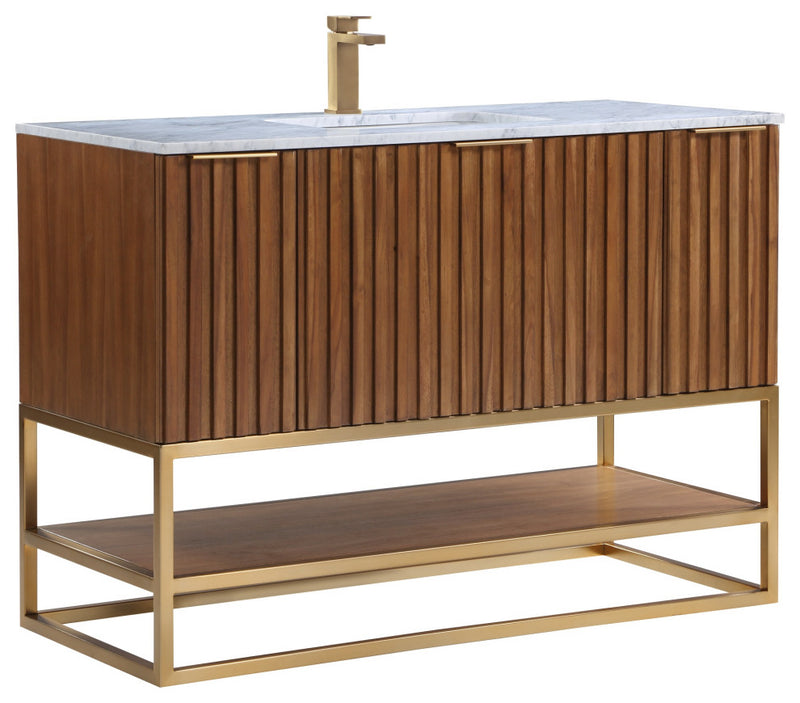 Terra 48" Single Bathroom Vanity in Walnut and Satin Brass
