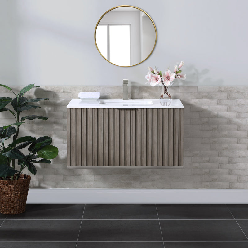 Terra 36" Single Wallmount Bathroom Vanity in Greywash