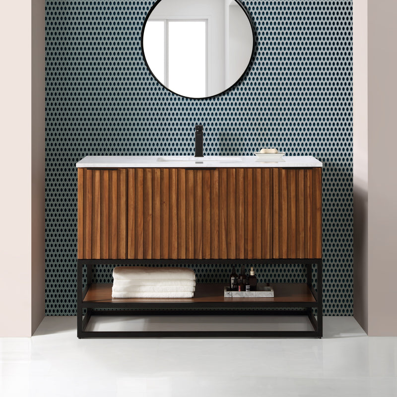 Terra 48" Single Bathroom Vanity in Walnut and Matte Black